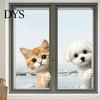 Easy to Apply Glass Stickers Cute Peeking Animal Static Window Clings, Cartoon Cat Dog Wall Stickers, Waterproof Holiday Party Decorations Removable