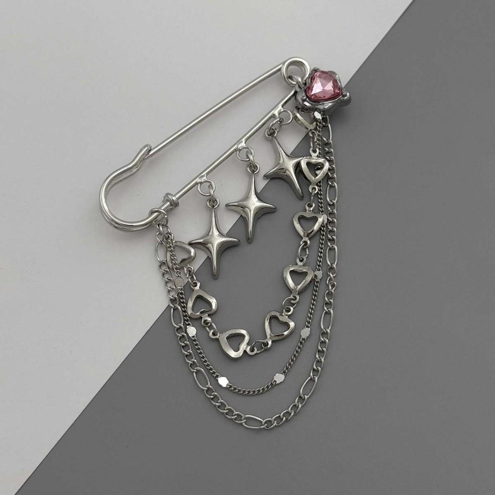 Paper Clip Shape Golden Beaded Tassel Brooch Floral Pin Tassel Ornaments Tassel Chain Pins Suit