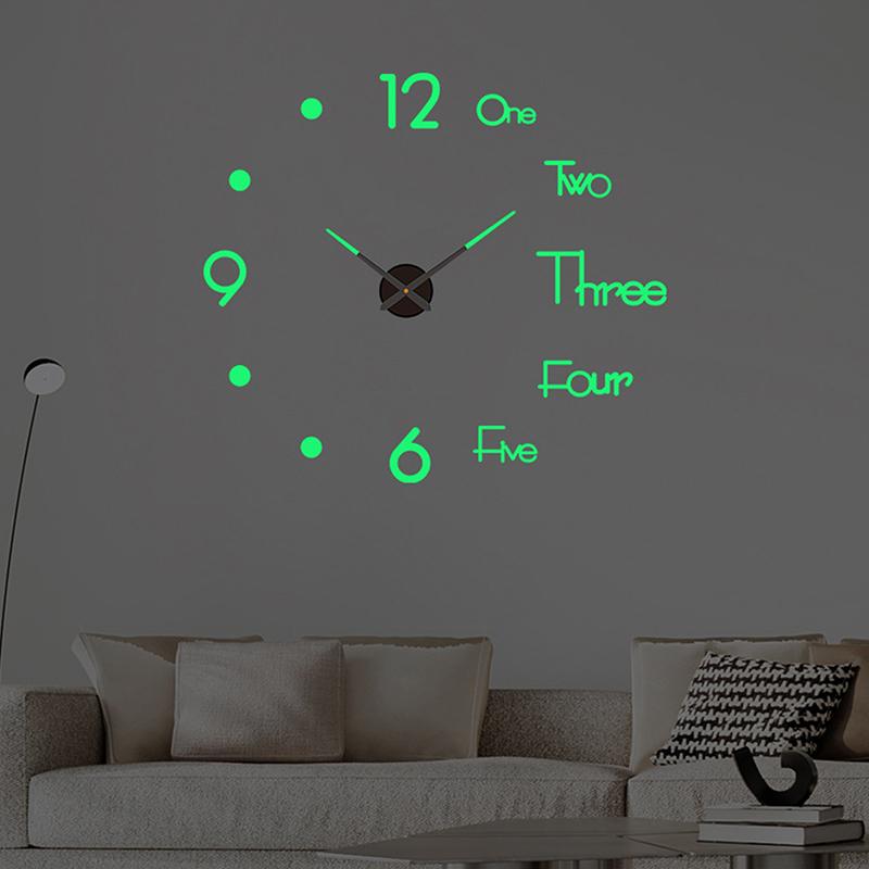 3D Luminous Wall Clock Frameless Acrylic Diy Digital Clock Wall Stickers Mute Clock For Living Room Bedroom Office Wall Decor