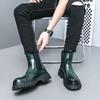 Men's High-End Velvet-Lined Chelsea Motorcycle Boots - British Style, Thick-Sole, Height-Increasing, Warm for Autumn & Winter