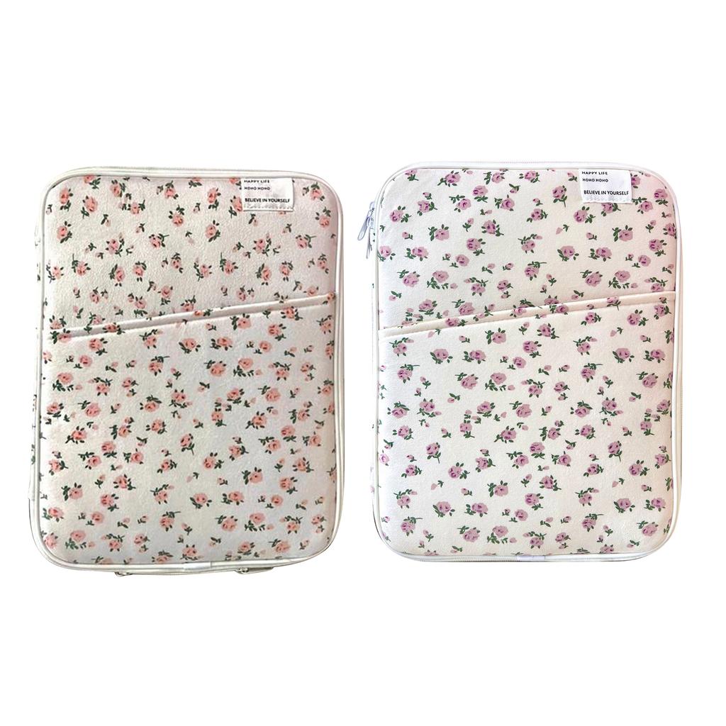 Women Floral Puffy Laptop Sleeve Laptop Bag Cover Computer Protective Sleeve for MacBook Ipad