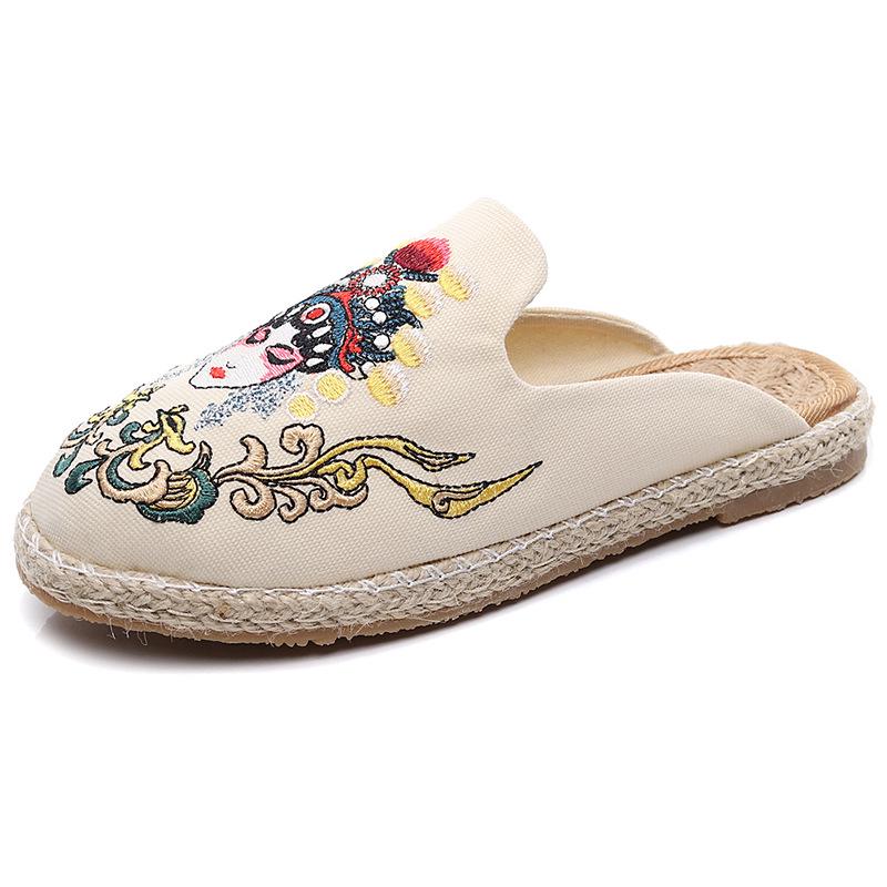 Зручне, стійке до ковзання, стильне, легке дихаюче жіноче взуття Facebook Social People Взуття з етнічної тканини з бавовни та льону з вишивкою