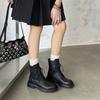 Autumn and winter women's leather boots side zipper large size women's boots leather versatile medium heel Martin boots new comfortable low boots