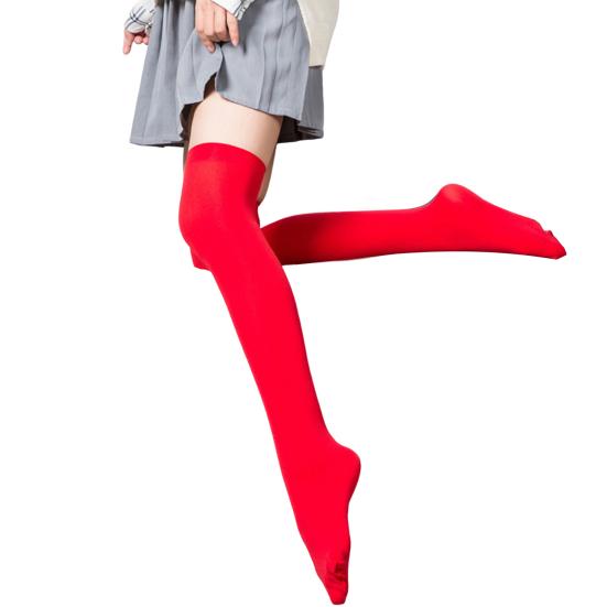 1 Pair Women Winter Knee Socks High-tube Anti-slip Great Elasticity Solid