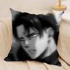 L-Levi Ackermans Anime Cushion Cover Silky Short Plush Invisible Zipper Dustproof Sofa Pillow Case For Home Decor