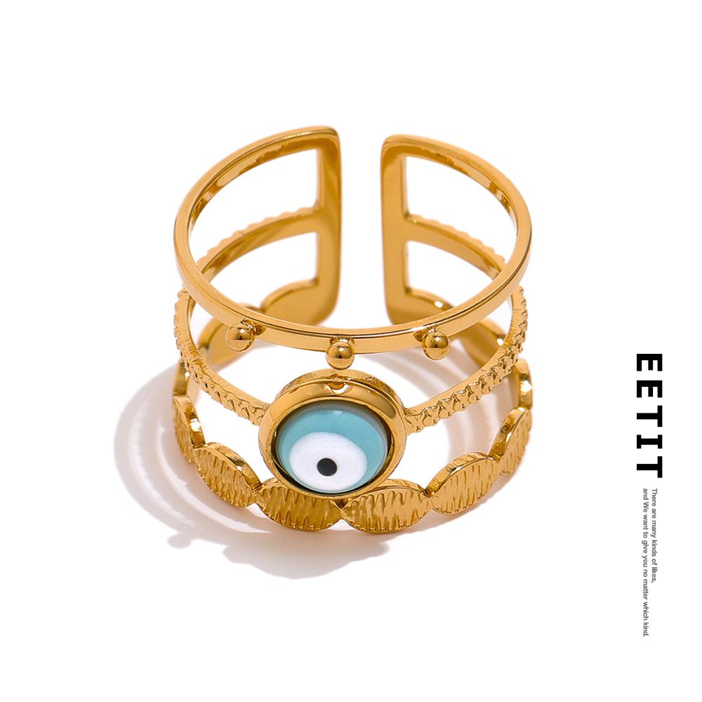 

Eetit Регулируемое кольцо из нержавеющей стали Devil Eye с бусинами для женщин
