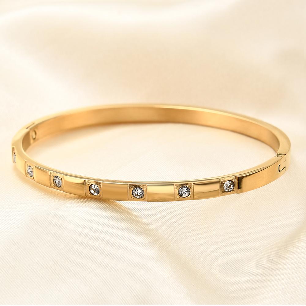 Stainless Steel Zircon Square Bracelet Buckle Bracelet Women's Jewelry Valentine's Day Gift for Her
