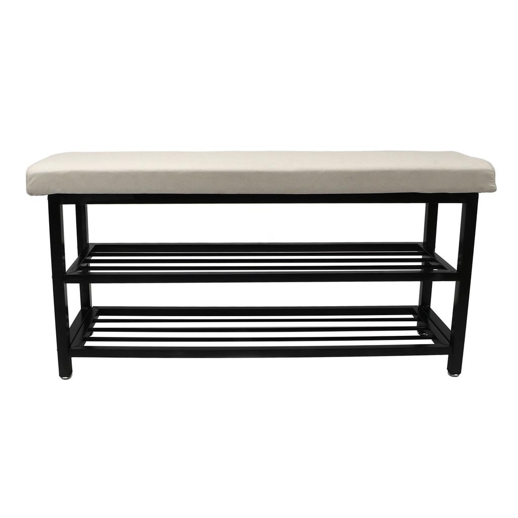 Shoe Rack with Cushion Iron Sponge Wooden Shoe Storage Bench Organizer for Entryway Living Room Hallway Balcony