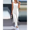 QICED Women's Fashion Summer Spring O-Neck Sleeveless Solid Color Print Casual Dresses Casual Chic