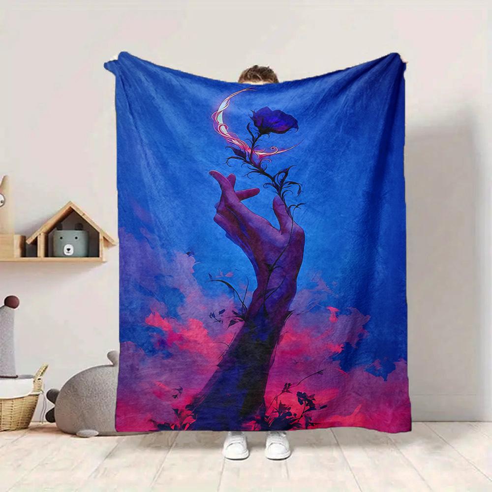 1pc Glowing Bloom Blanket, Lightweight Flannel Throw Blanket for Sofa, Bed, Travel, Camping, Living Room, Office, Couch, Chair, and Bed