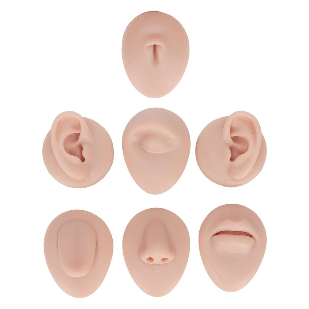 Soft Silicone Body Part Model, Piercing Practice Model Simulation Silicone Ear Eye Nose Mouth Tongue, Belly Button Model Safety Pierce Tool for