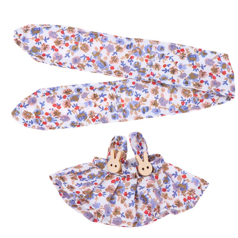 For 17cm Labubus Doll Clothes Accessories Sweet Floral Dress With Headband