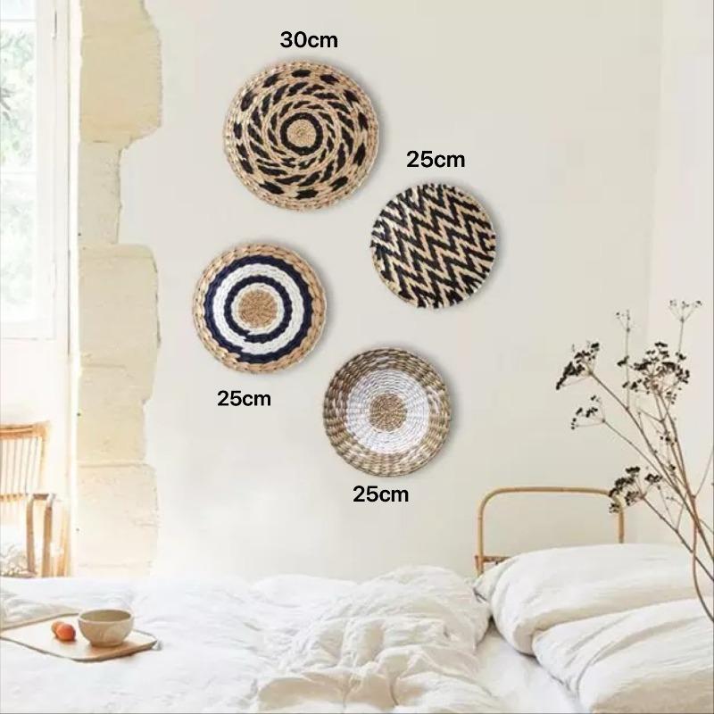 3/4/7pcs Bohemian Style Wall Basket Set Hanging Wall Basket Decoration Bohemian Style Wall Decoration Environmental Round Art