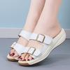 Women Summer White Slippers Thick Sole Casual Girls Yellow Black Leather Open Toe Sandals Large Size 4142 43