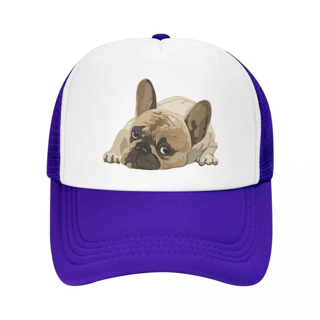 Anpassad Söt Fransk Bulldog Basebollkeps Unisex Dam Personlig Andningsbar Truckerhatt Streetwear Snapback Pappa Kepsar