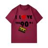 Men's 100% Cotton Crew Neck Short Sleeve T-Shirt, I Love The 90s Cassette Tape Pattern Casual Retro Vintage Graphic Tee for Daily Wear