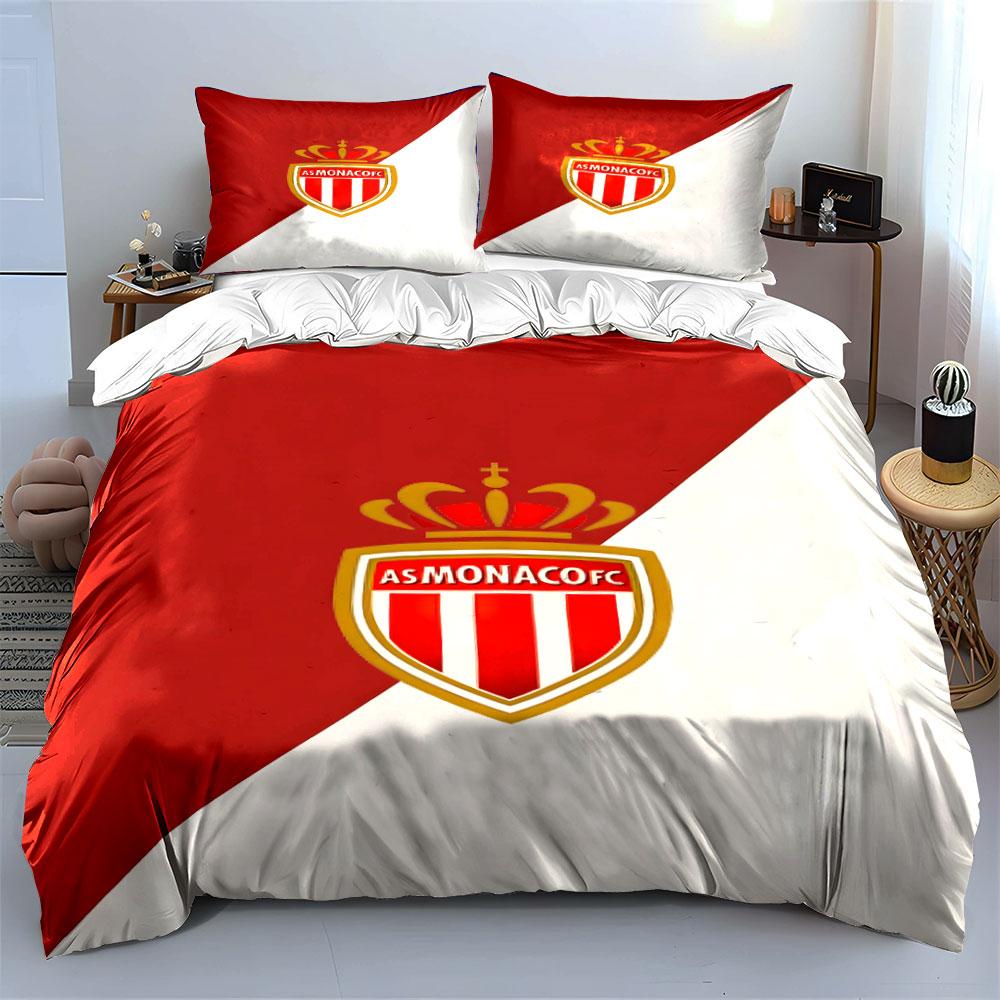Red crown, AS Monaco crest. Bedding sets Duvet cover sets Duvet covers Pillowcases(1 * Duvet Cover 2 * Pillowcases without duvet insert)