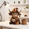 Yousheng 1/2Pcs Coffee Cup Highland Cow Figurine Coffee Bean Highland Cattle Resin Statue Sculpture Decoration Ornament Calf Lovers Gifts