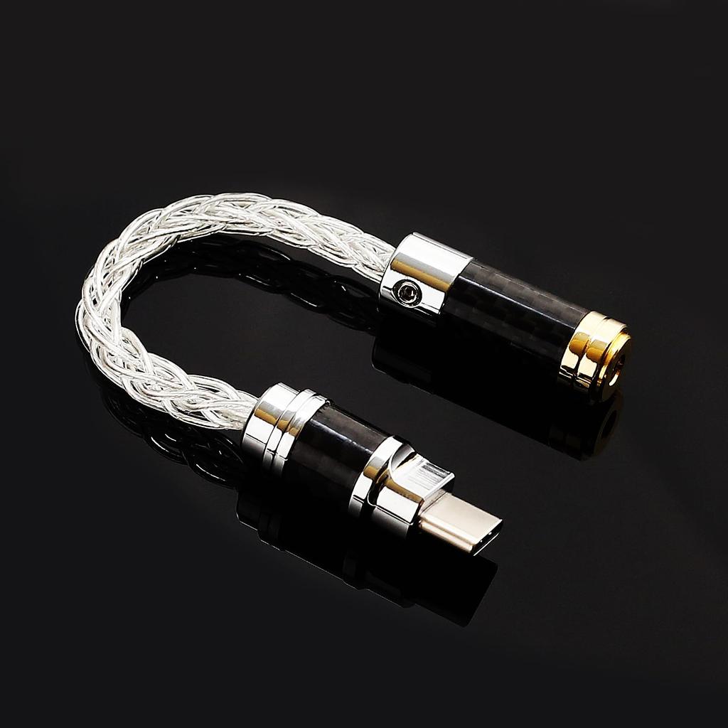 Kawaki Rotating Pure Silver Cable Headphone Decoding Audio Cable Type-C 3.5mm [M207]