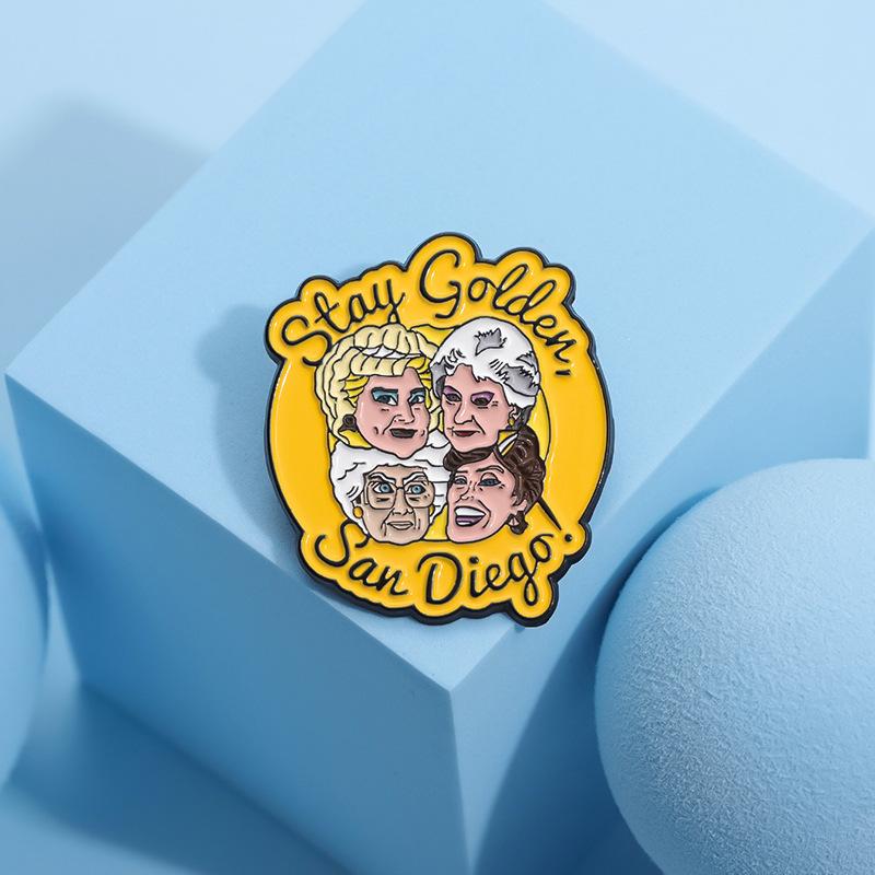 Stay Fun Golden San Diego Cartoon Grandma Pin Made Of Alloy With Eyecatching Finish Color