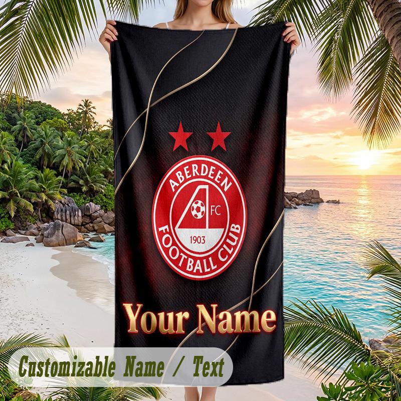 Beach Towel Aberdeen FC Print Custom Name Text Soft Towel for Swimming Pool