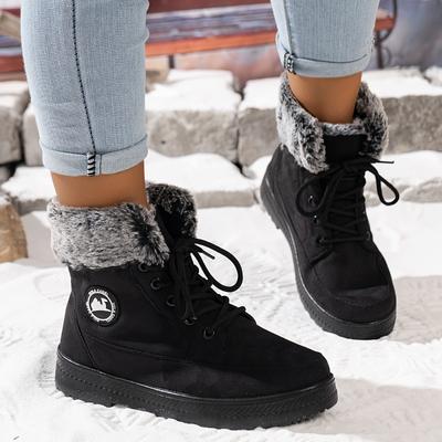 Women's Winter Outdoor Snow Boots Lace Up Thick Plush Lined Insulated Anti-Slip Waterproof Athletic Ankle Booties