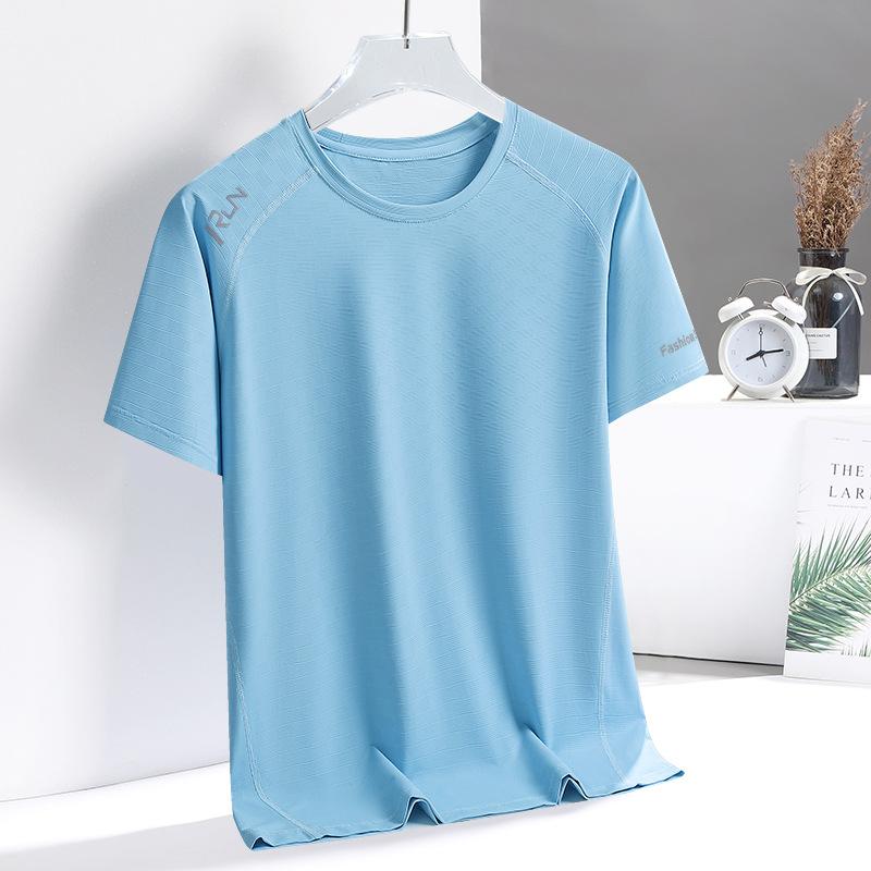 Men's Ice Silk Short Sleeve Summer Casual Plus Size Men's Sports Casual T-shirt