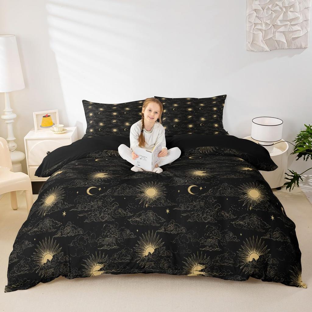 Erosebridal Sugar Skull Comforter Cover Set Skeleton Bones Duvet Cover,Gothic Moth Decor Bedding Sets Twin Magic Unicorn Rabbit Skulls Beddi
