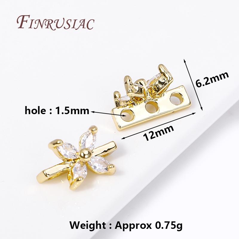 18K Gold Plated 3 Hole Separators for Beads, Inlaid Zircon Beads Separators Accessories,Handmade DIY Beading Jewelry Fittings