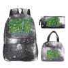 Fun Mexico Brazil Letter Print 3pcs Set Backpack Soccer Lover Kids Boys Girls Bagpack Pen Bag and Lunch Bags Suit Gifts