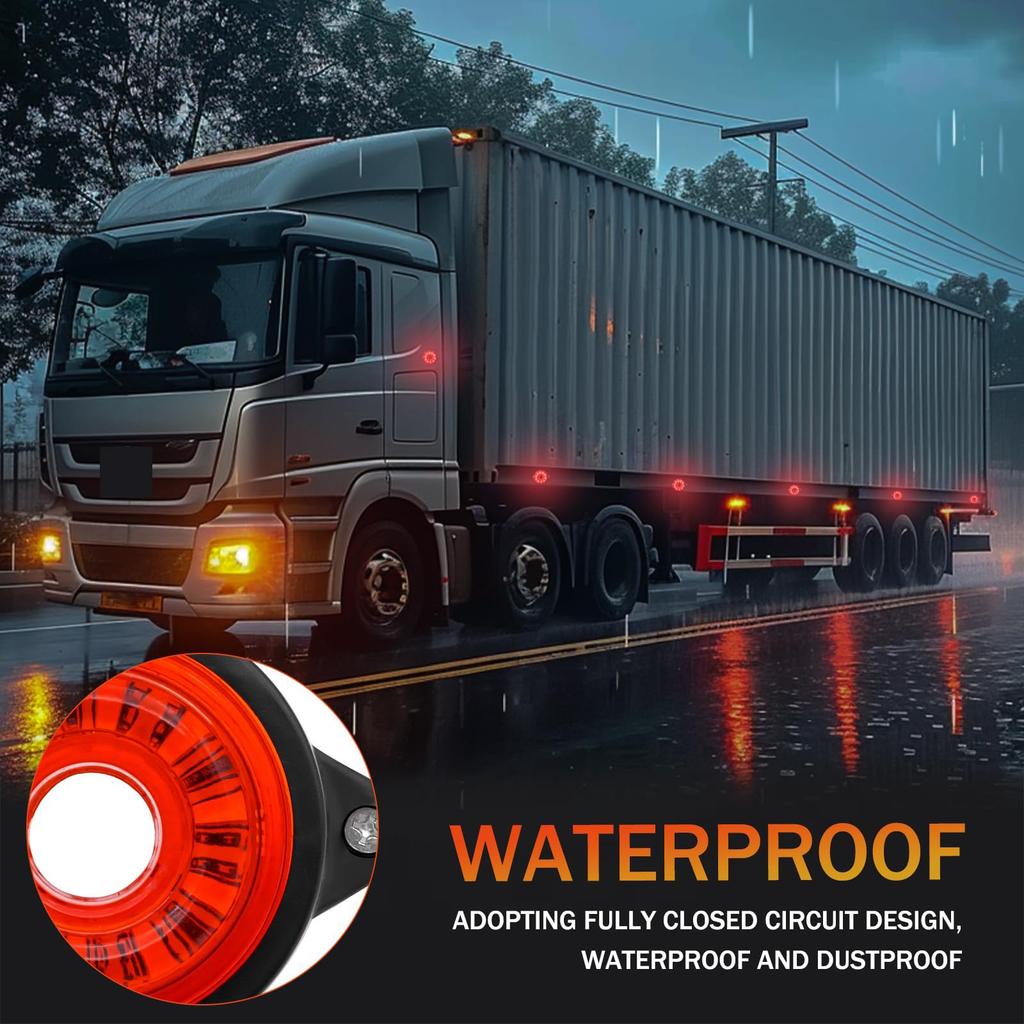 Side Marker LED 12V 24V Sequential Flowing Red Marker Lamp for Trailers and Side High Set of 4 X-STYLE Trucks, 10-LED Marker, Light, Brightness,
