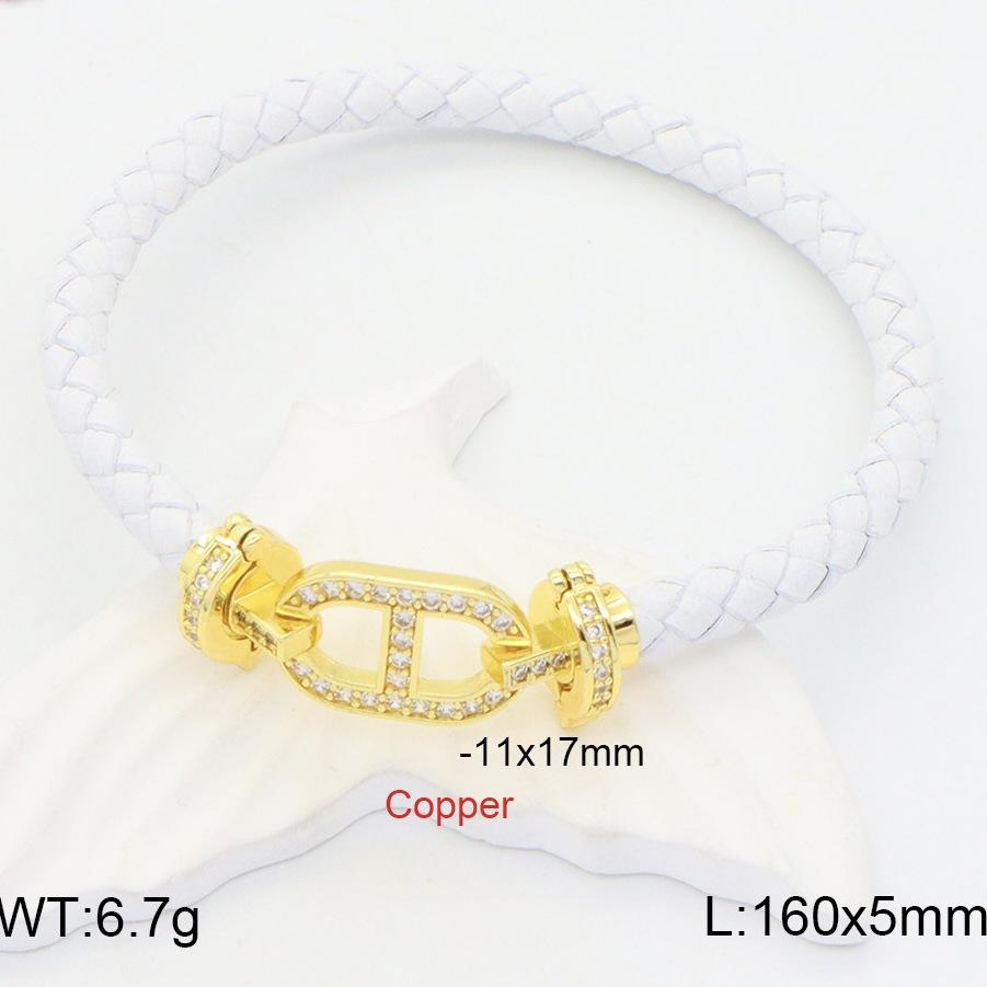 

Pig Nose Red Rope Leather Rope Bracelet Men s and Women s 18k Gold Micro-inlaid with Diamonds Natal Year Couple s High-end DIY Hand Rope 2026 16CM+1CM белый