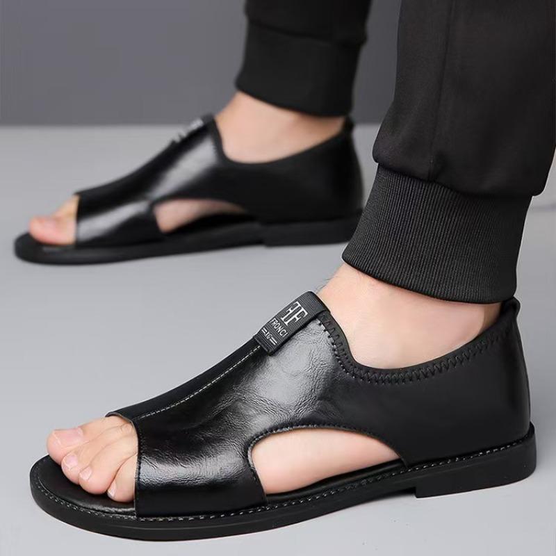 Sandals men's new large size men's casual leather sandals non-slip and breathable trend men's shoes