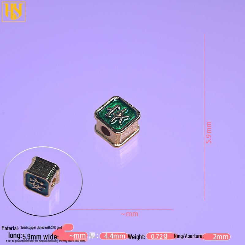 Cloisonné Peace & Joy Bracelet with Copper-Plated 24K Gold Spacers and Sand Gold Fu Character Pendants