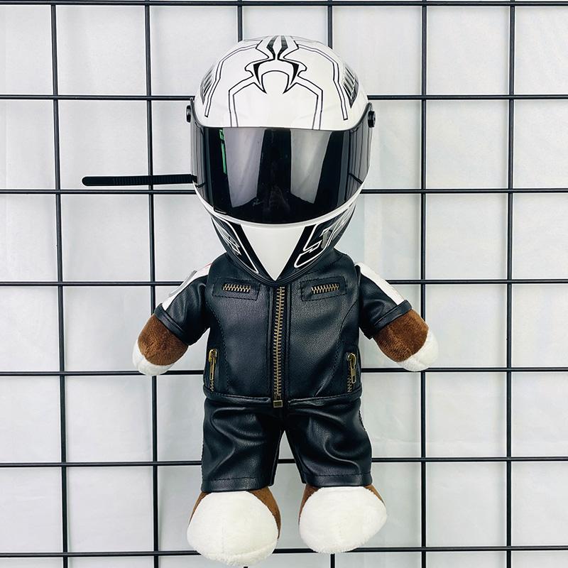Motorcycle Doll Bear Helmet Model Motorcycle Pendant Doll Plush Doll Doll