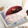 New Pink Bow Cherry Print Makeup Bag for Women Large Capacity Quilted Cosmetic Organizer Travel Toiletry Pouch Portable Wash Bag