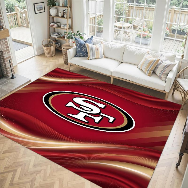 San Francisco 49ers Design Kristall Samt Teppich Gemütlich Nicht?Rutschfester Teppich mit Aufdruck für Schlafzimmer Wohnzimmer Eingang