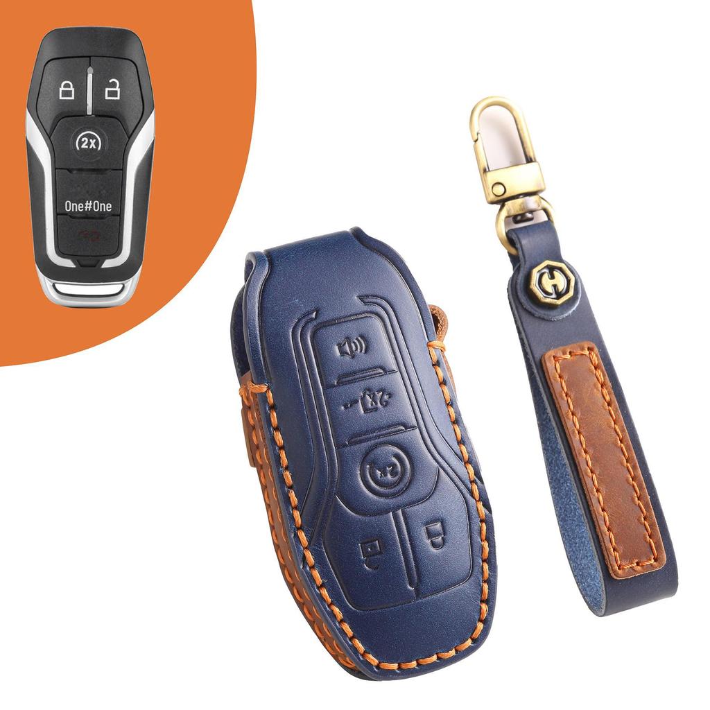 15-17 Ford Edge & Old Mondeo Leather Key Cover with Keychain