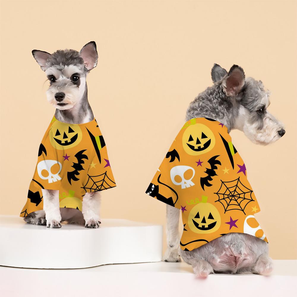 Cross-border Halloween Print Pet T-shirt for Small/Medium Dogs & Cats - Spring/Autumn Two-legged Casual Wear