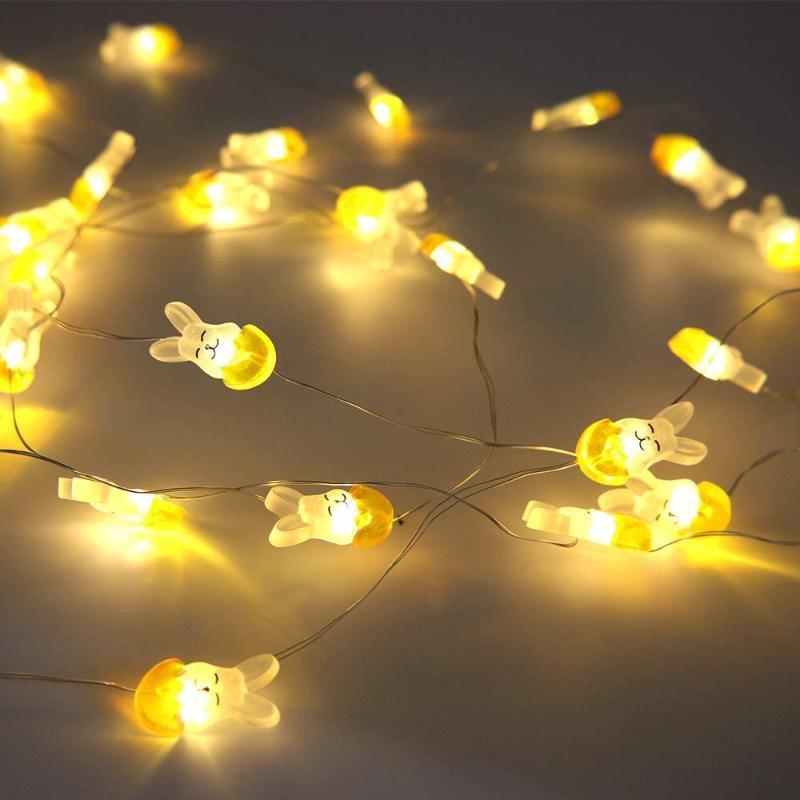 Oster-LED-Hasen-Lichterkette, Karotte, Kaninchen, Lichterkette, Geschenke, Ostern, Party, Heimdekoration, Zubehör HMM
