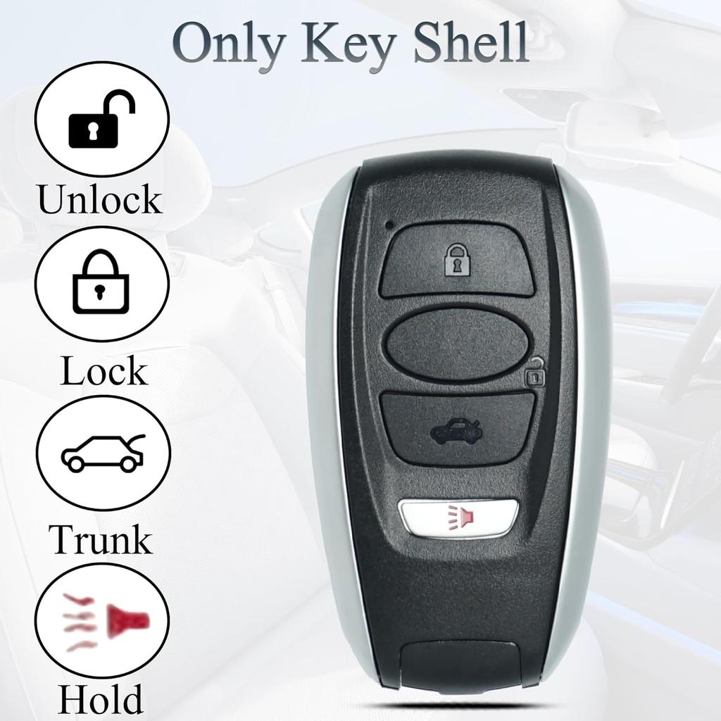 Key Fob Shell Case Replacement Fits for Subaru Legacy Outback Impreza Ascent Forester BRZ WRX STI XV Crosstrek 2014- Keyless Entry Remote Control 4
