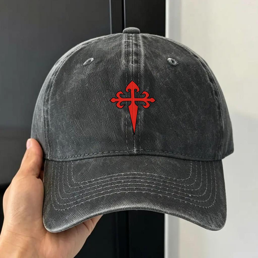 Cross Of Saint James Sun Baseball Cap Vintage Couple Women Washed Trucker Hat Sunscreen Print Outdoor Sports Baseball Caps Gift