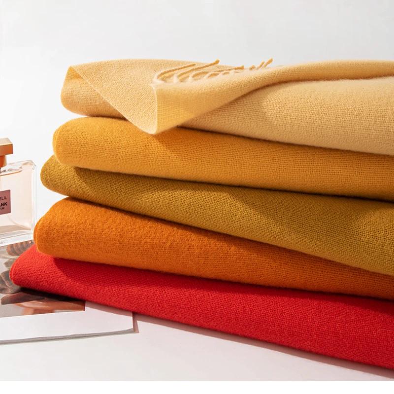 Winter Cashmere Scarves Women Warm Shawls Wraps Solid Colors Neckerchief Men Scarf Fashion Hijab Stoles Pashmina With Tassels