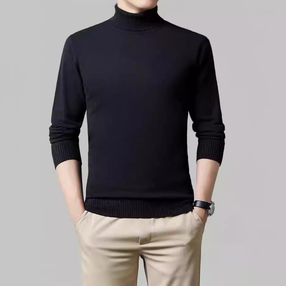 Turtleneck Men's Wool Sweater Autumn and Winter Trend Casual Bottoming Knitted Sweater Fine Imitation Wool Sweater Sweater Men