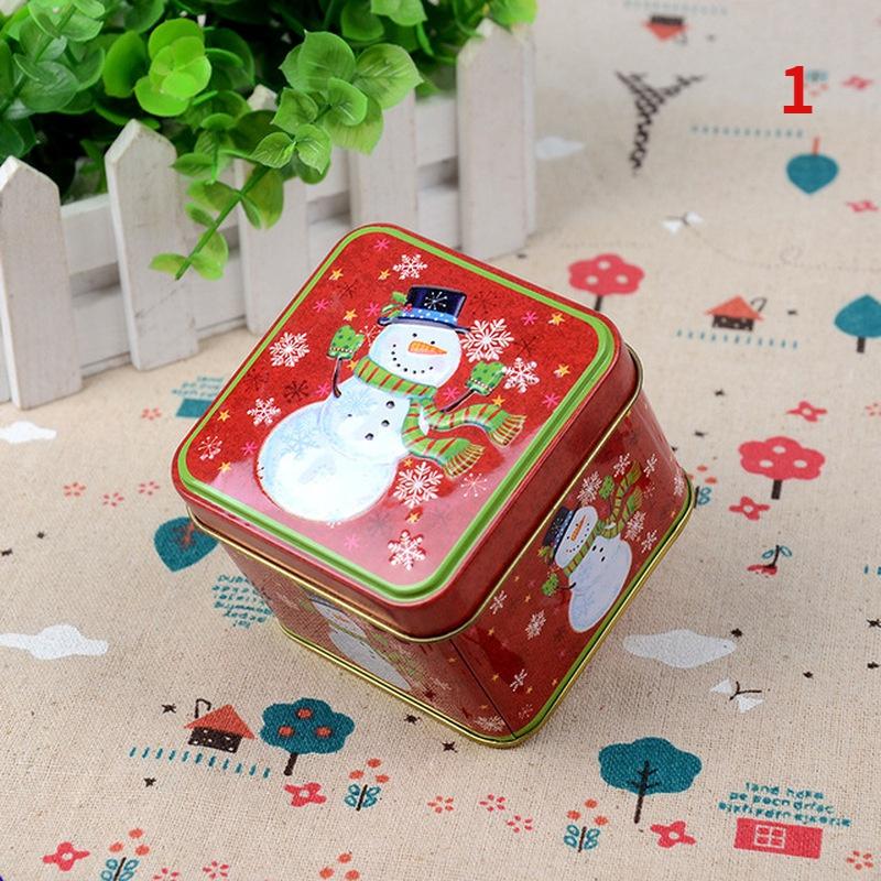 Christmas Candy Tin Box Cartoon Candy Jar Xmas Snowman Box Tea Storage Organizer Metal Box Christmas Gift Box Packaging