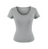 U-neck slim-fit short-sleeved T-shirt women's summer new American Spice Girl solid-color thin slim-fit slim bottom top