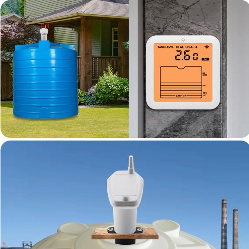 Ultrasonic Tank Level Meter With LCD Display For Accurate Water Level Monitoring And Indoor Tank Temperature