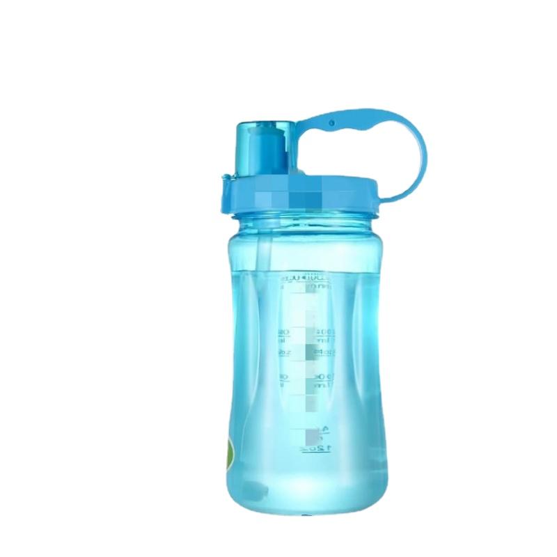 Sevimli Büyük Boy Su Şişesi Taşınabilir Uzay Şişesi Spor Beslenme Shaker Şişesi 1L Pipetli Kettle Şeffaf Bardak