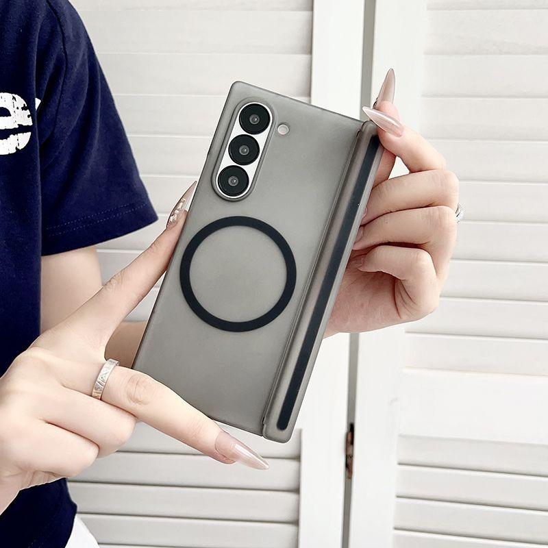 Ultra Thin Matte Magnetic Phone Case For Samsung Galaxy Z Fold 7 Fold 4 5 6 7 Hinge Protection Translucent Cover Z Fold 7