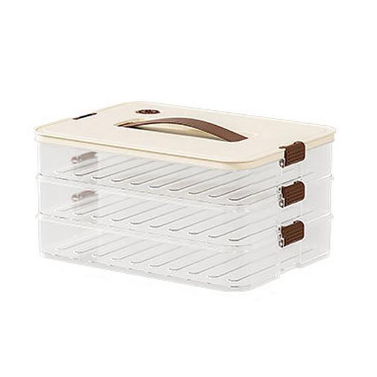 Dumpling Storage Box Transparent Stackable with Handle Design Safe Odorless Freezer Storage Organizer for Kitchen